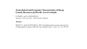 Zootechnical and Economic Characteristics of Sheep Genetic Resources in Plovdiv Area Lowlands